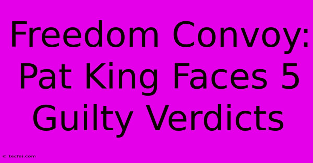 Freedom Convoy: Pat King Faces 5 Guilty Verdicts