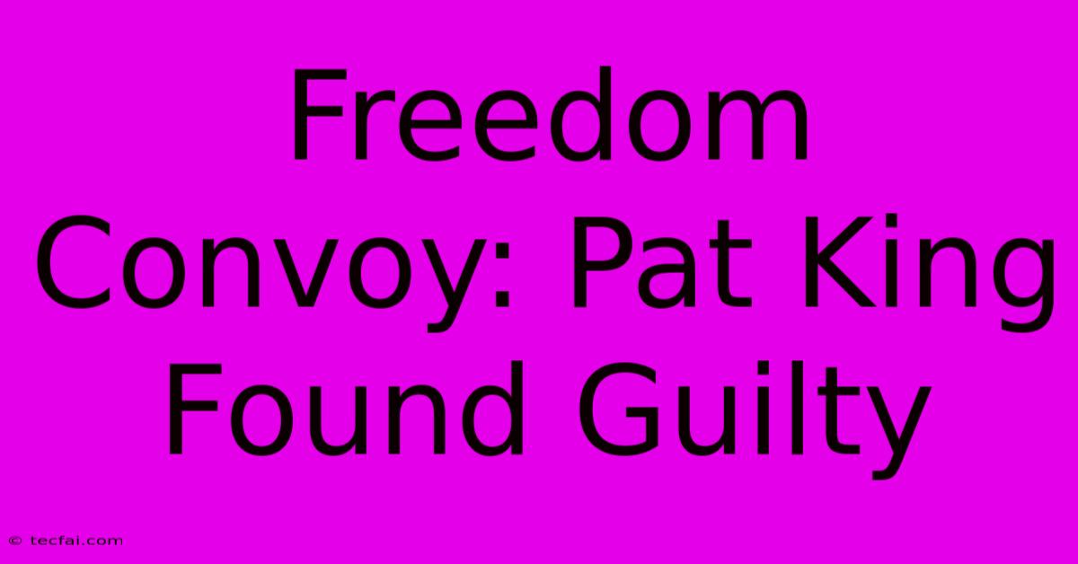 Freedom Convoy: Pat King Found Guilty