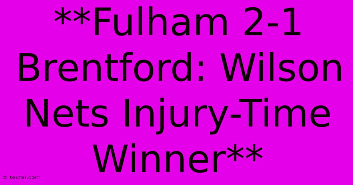 **Fulham 2-1 Brentford: Wilson Nets Injury-Time Winner** 