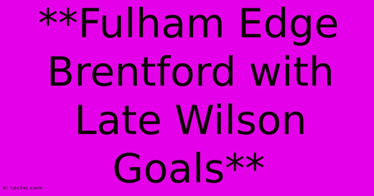 **Fulham Edge Brentford With Late Wilson Goals**