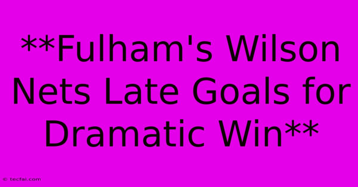 **Fulham's Wilson Nets Late Goals For Dramatic Win**