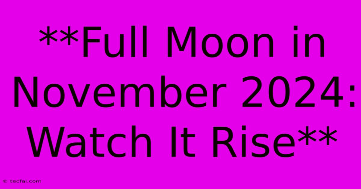 **Full Moon In November 2024: Watch It Rise**