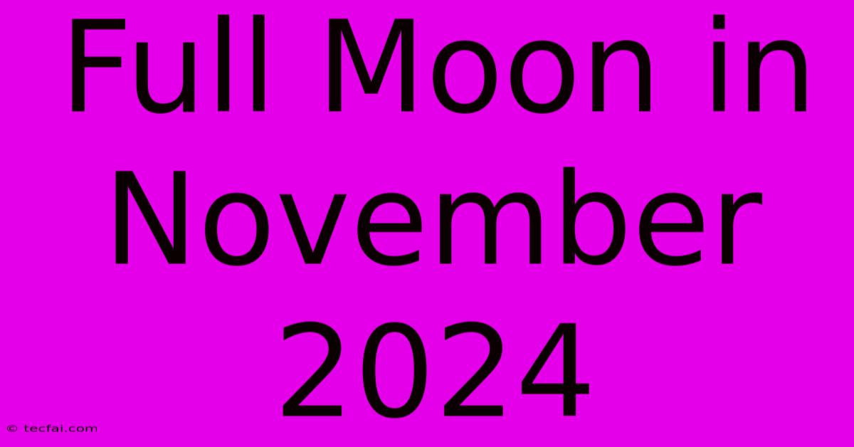 Full Moon In November 2024