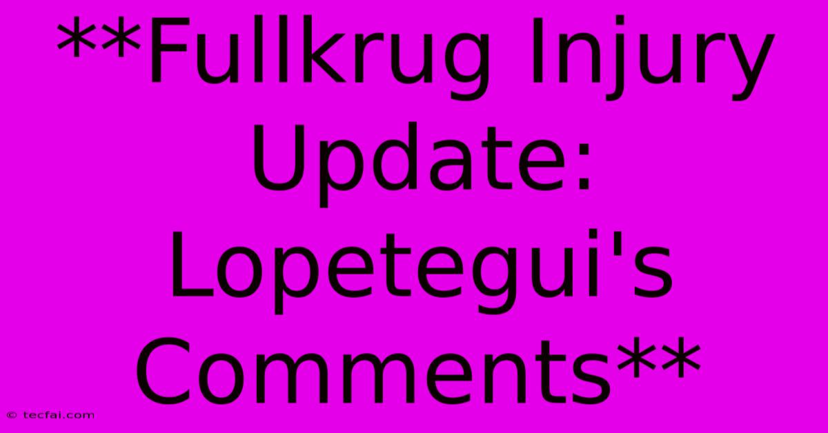 **Fullkrug Injury Update: Lopetegui's Comments**