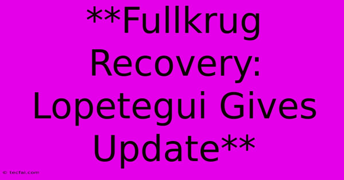 **Fullkrug Recovery: Lopetegui Gives Update**