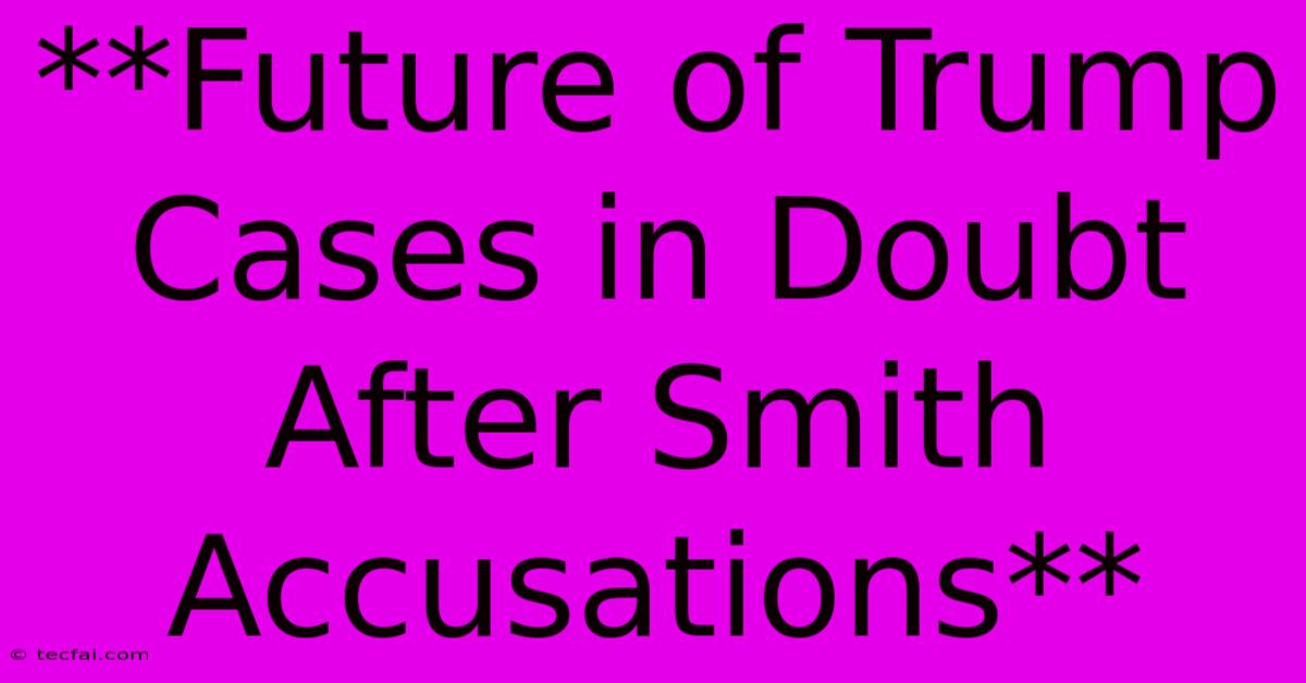 **Future Of Trump Cases In Doubt After Smith Accusations** 