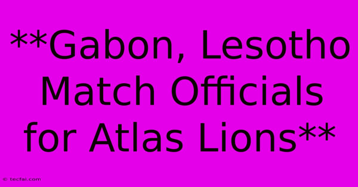 **Gabon, Lesotho Match Officials For Atlas Lions** 