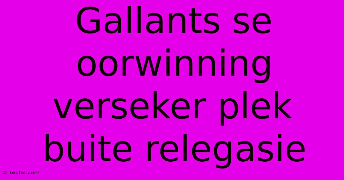 Gallants Se Oorwinning Verseker Plek Buite Relegasie