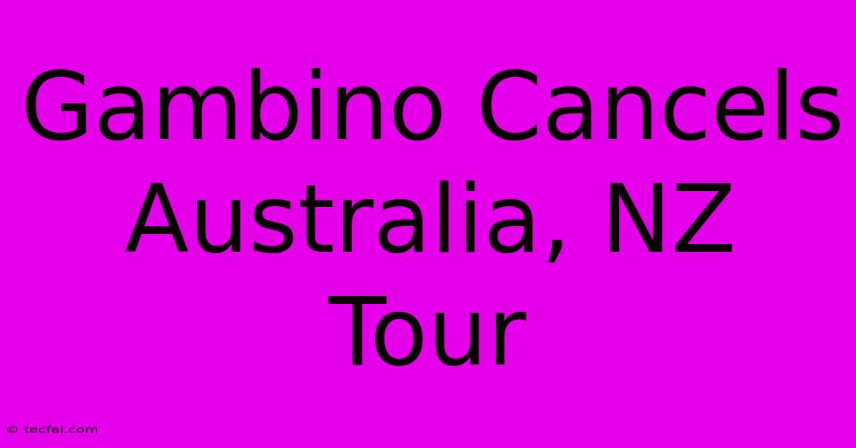 Gambino Cancels Australia, NZ Tour