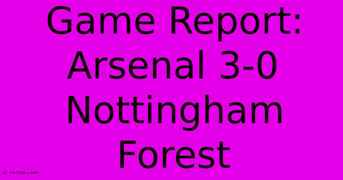 Game Report: Arsenal 3-0 Nottingham Forest