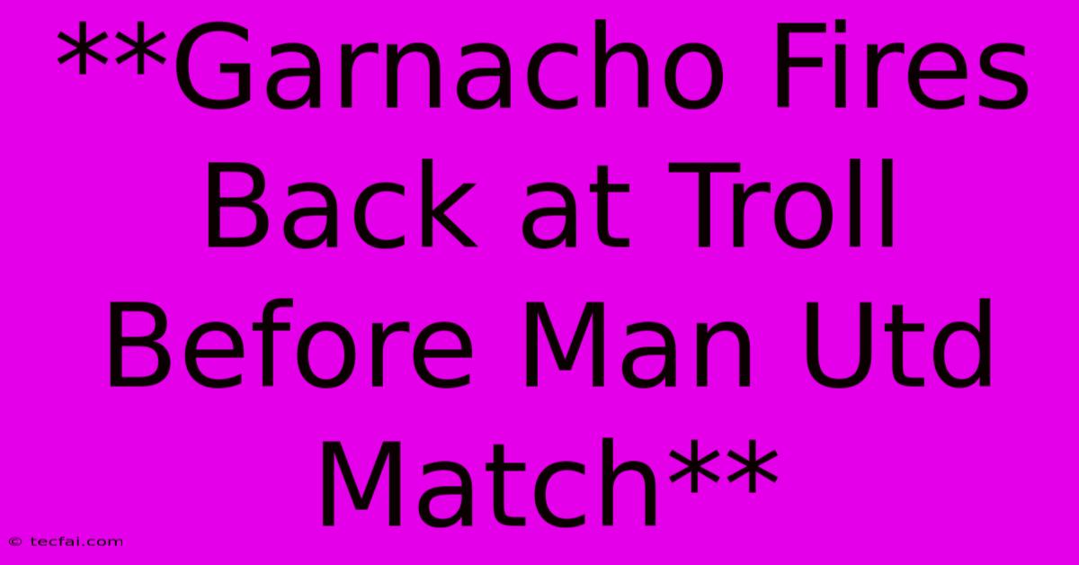 **Garnacho Fires Back At Troll Before Man Utd Match**