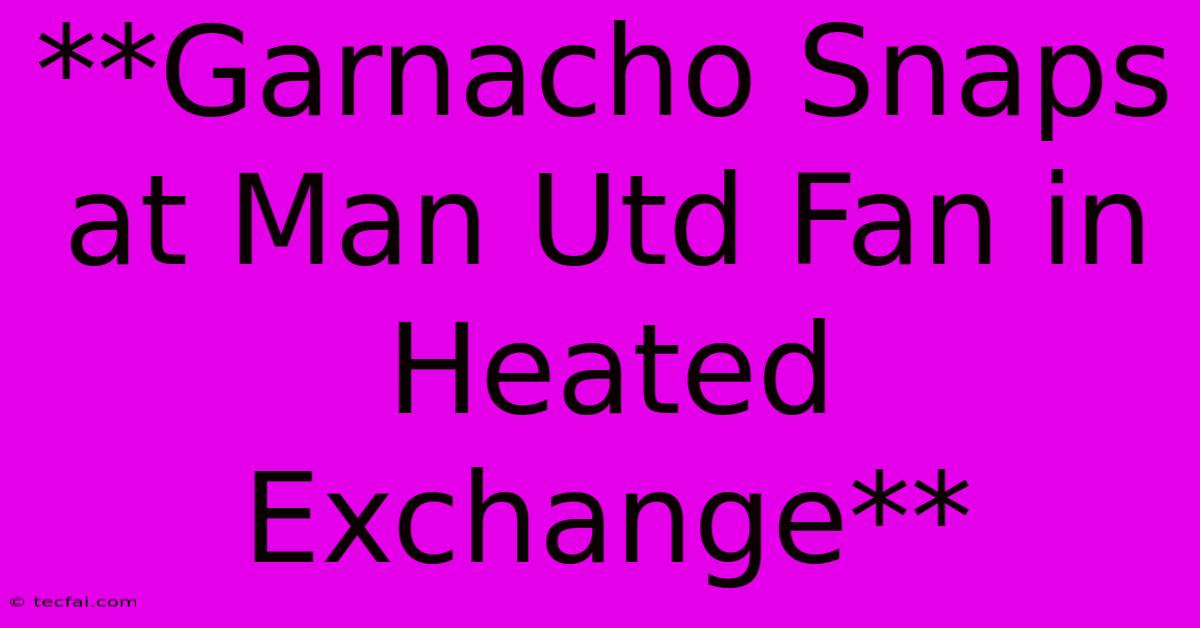 **Garnacho Snaps At Man Utd Fan In Heated Exchange** 