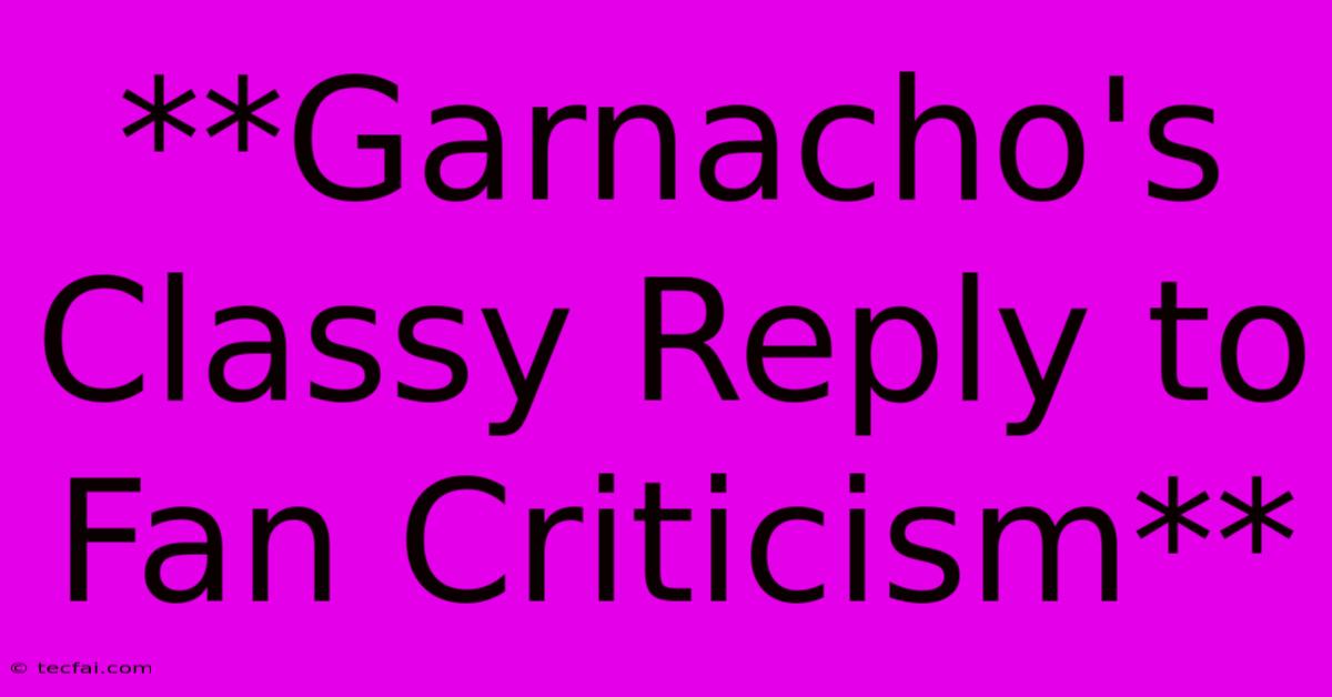 **Garnacho's Classy Reply To Fan Criticism**