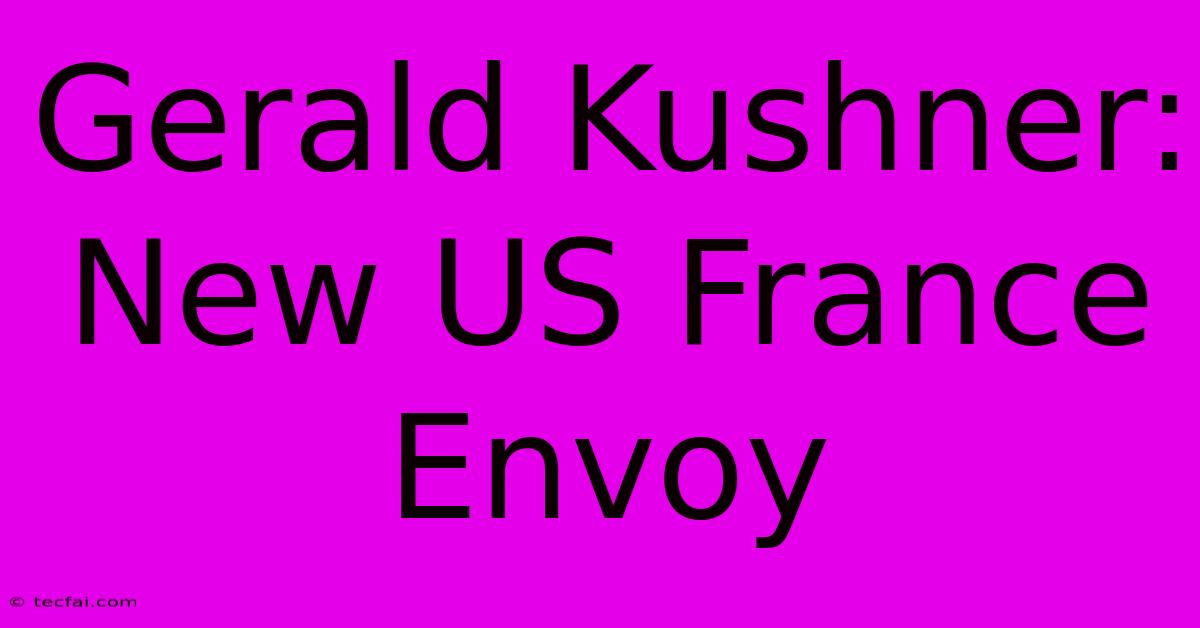 Gerald Kushner: New US France Envoy