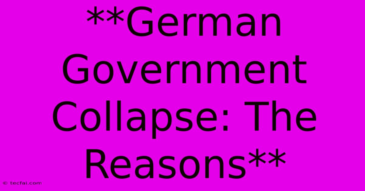 **German Government Collapse: The Reasons**