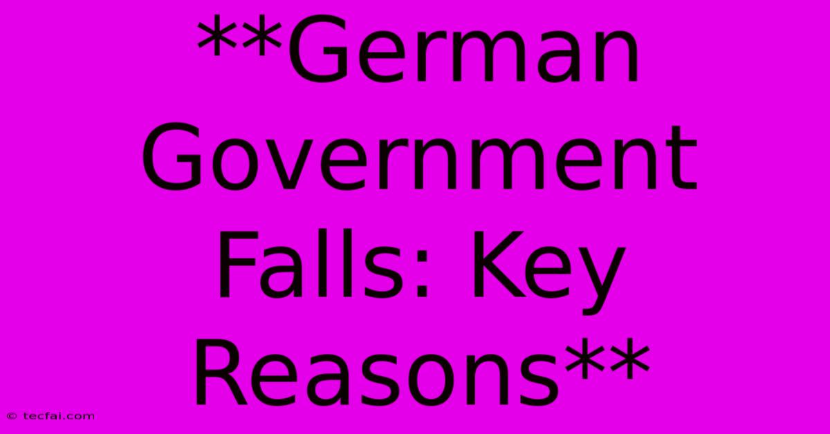 **German Government Falls: Key Reasons**