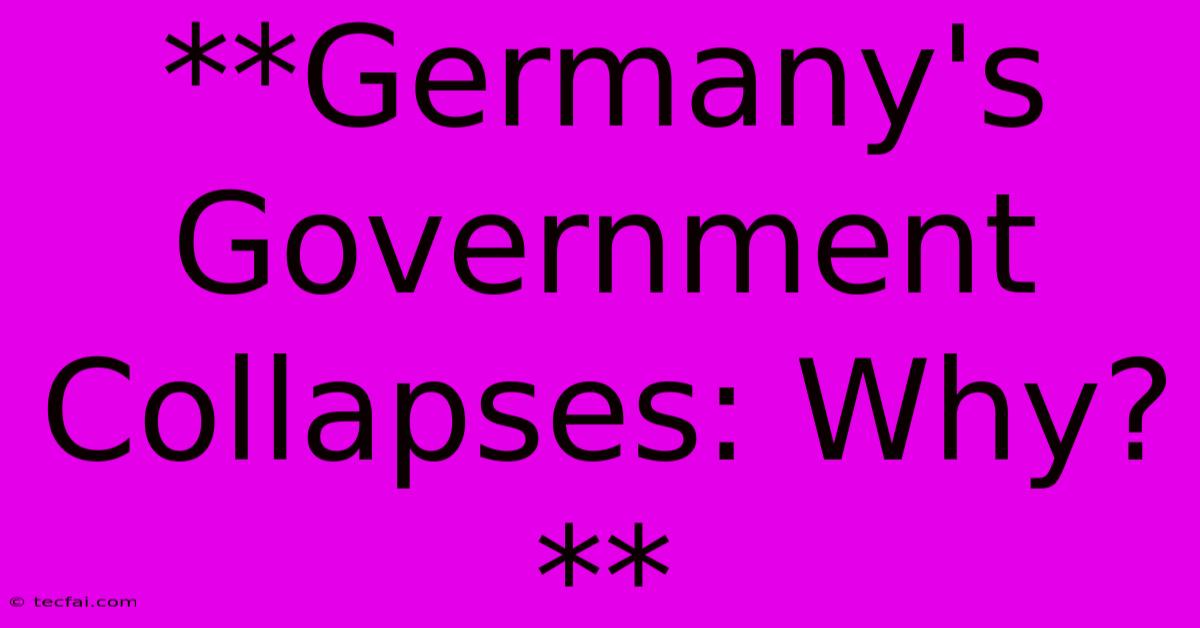 **Germany's Government Collapses: Why?** 