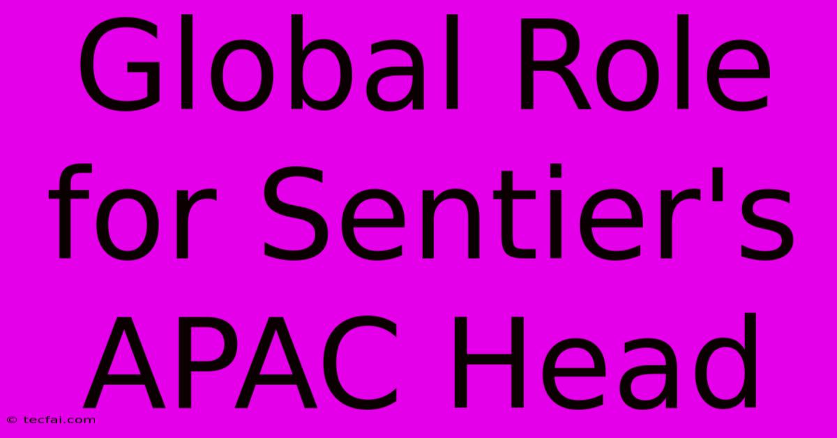 Global Role For Sentier's APAC Head