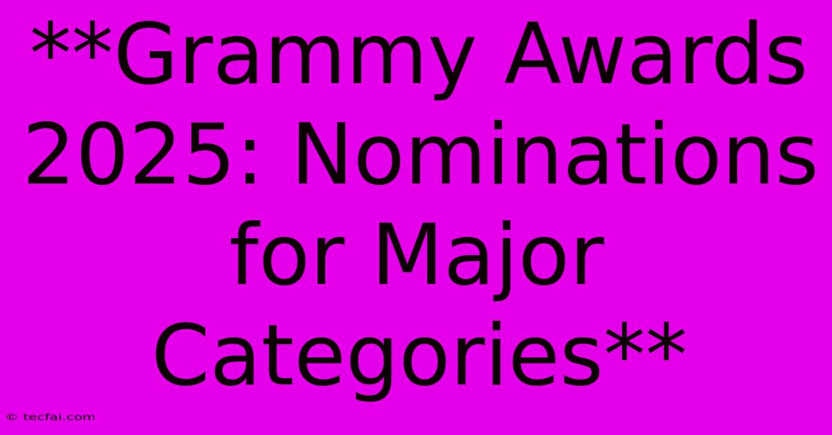 **Grammy Awards 2025: Nominations For Major Categories** 