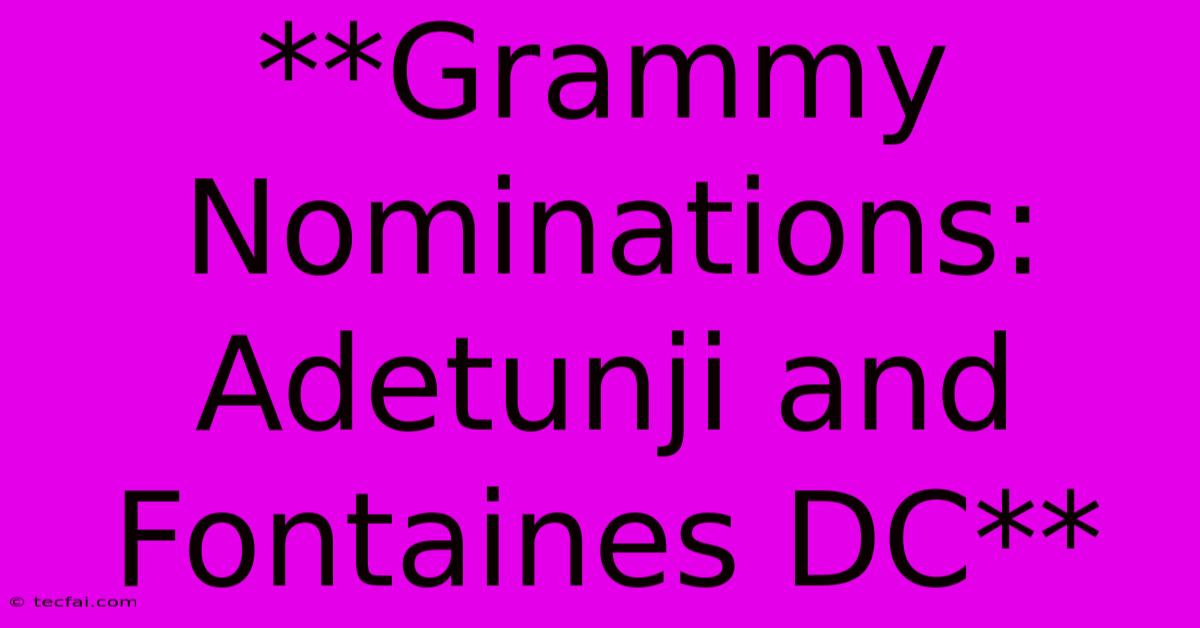 **Grammy Nominations: Adetunji And Fontaines DC** 