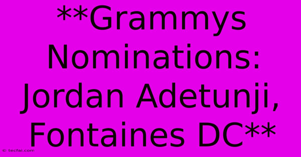 **Grammys Nominations: Jordan Adetunji, Fontaines DC** 