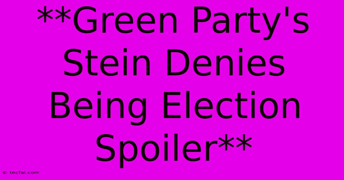 **Green Party's Stein Denies Being Election Spoiler**