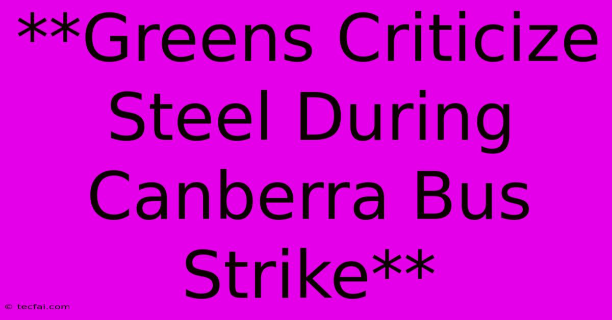 **Greens Criticize Steel During Canberra Bus Strike**