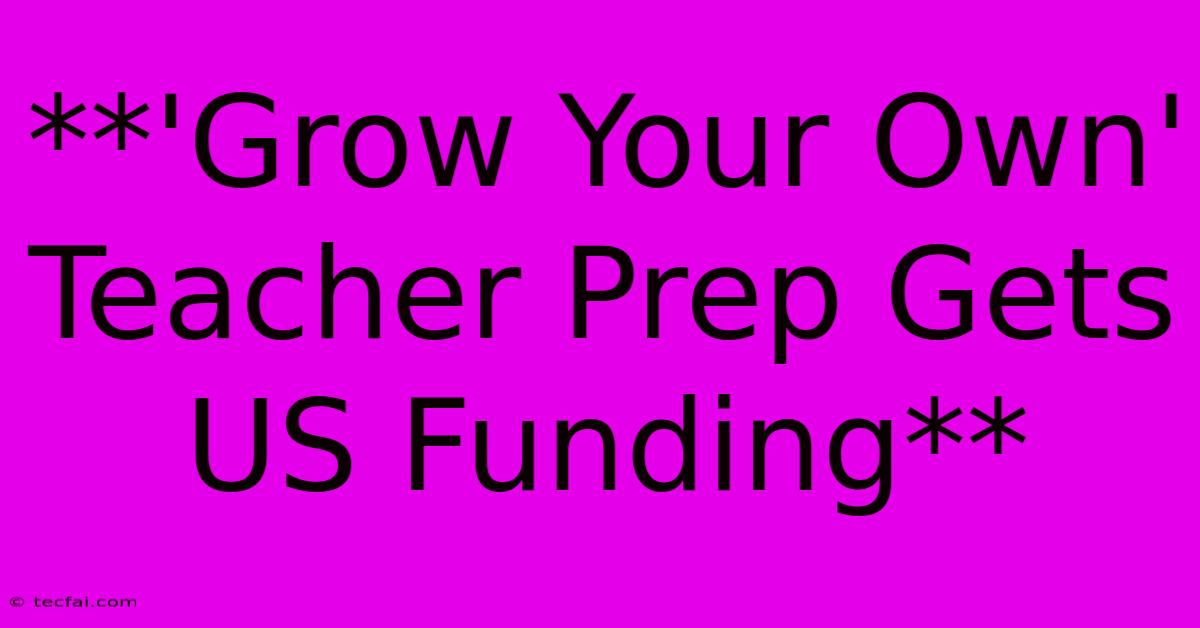 **'Grow Your Own' Teacher Prep Gets US Funding**