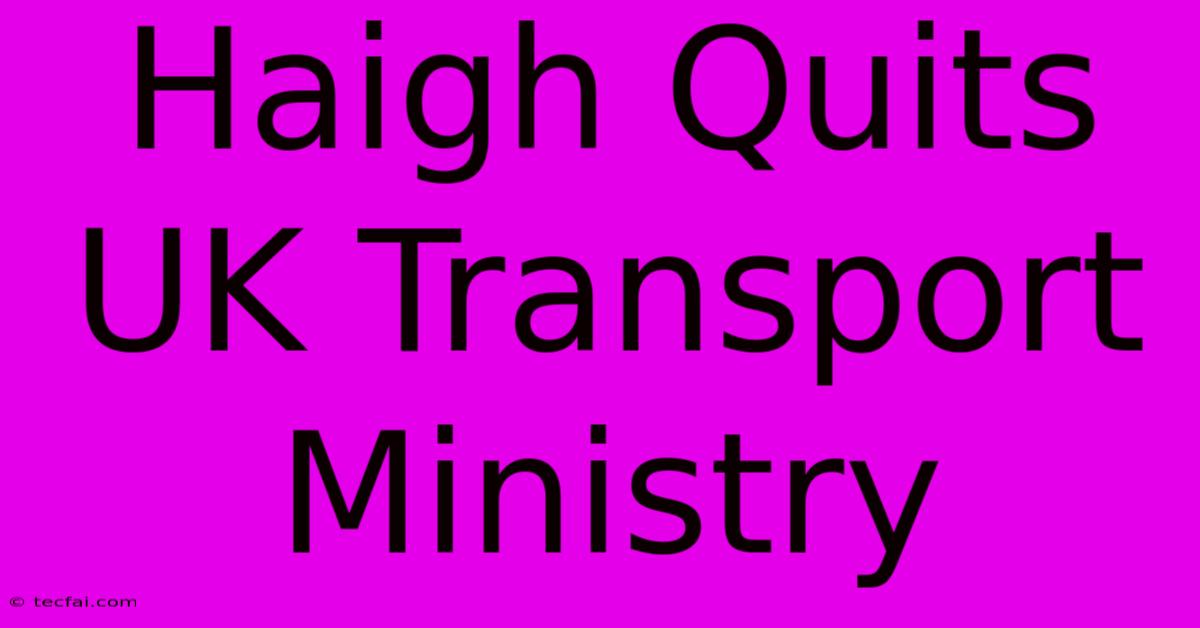 Haigh Quits UK Transport Ministry