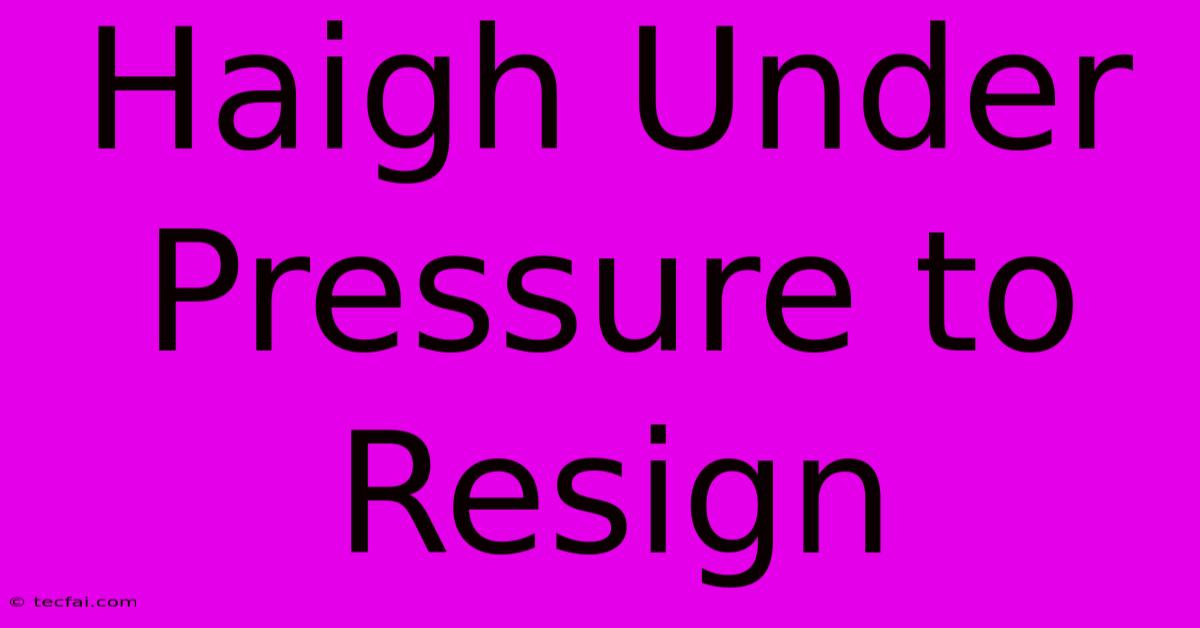 Haigh Under Pressure To Resign