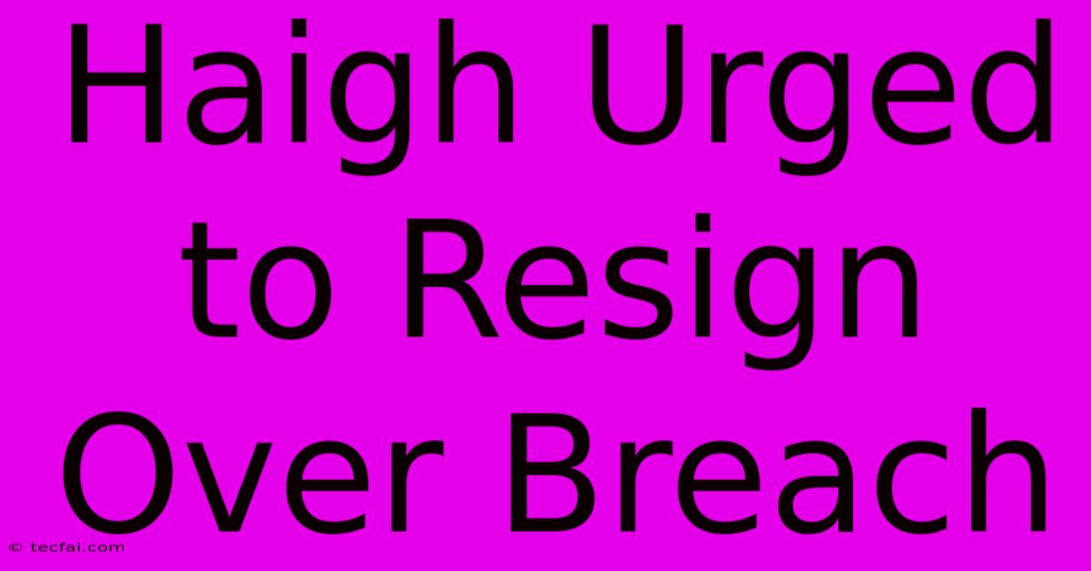 Haigh Urged To Resign Over Breach