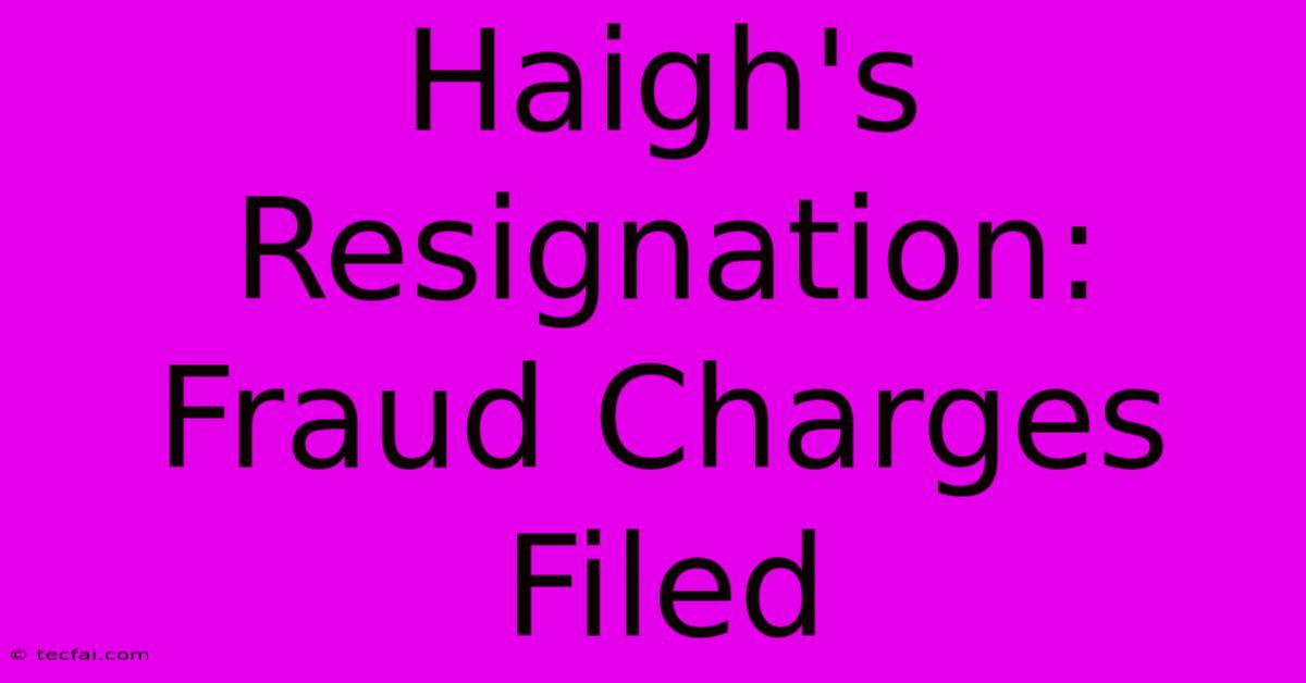 Haigh's Resignation: Fraud Charges Filed