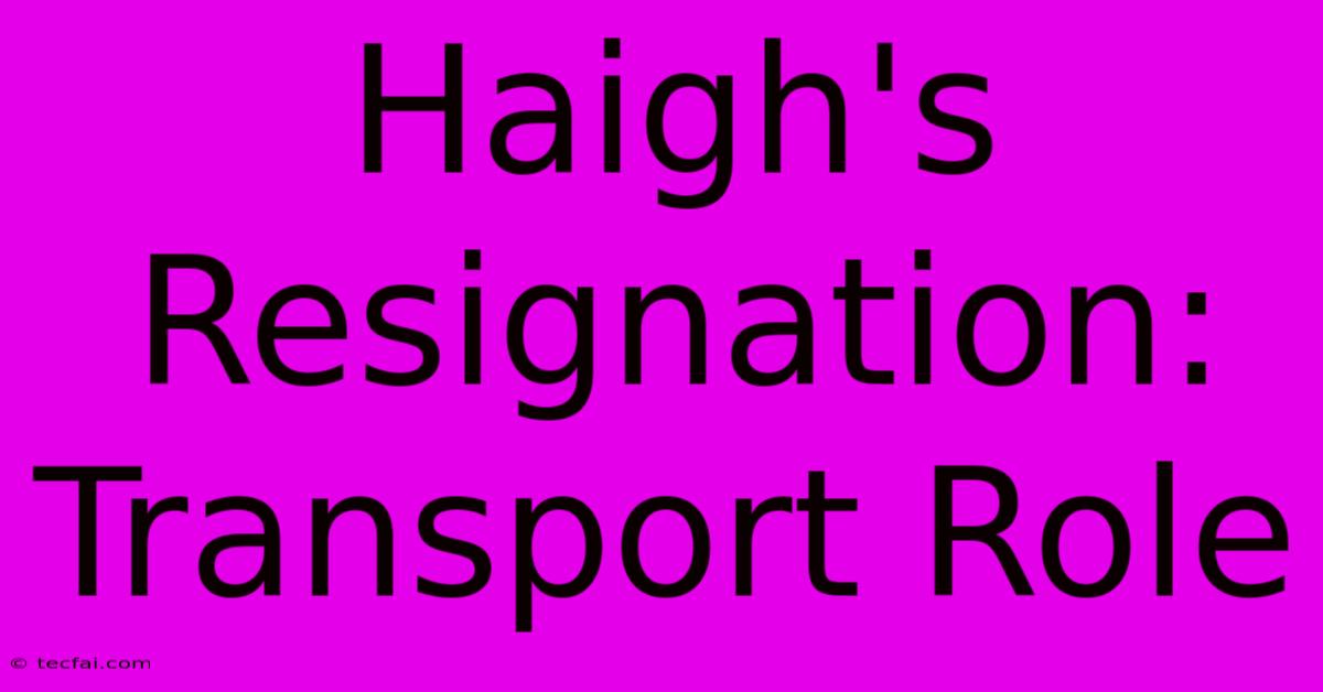 Haigh's Resignation: Transport Role