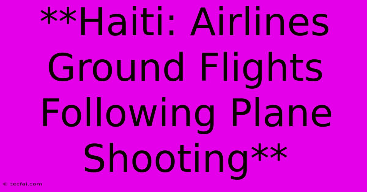 **Haiti: Airlines Ground Flights Following Plane Shooting**