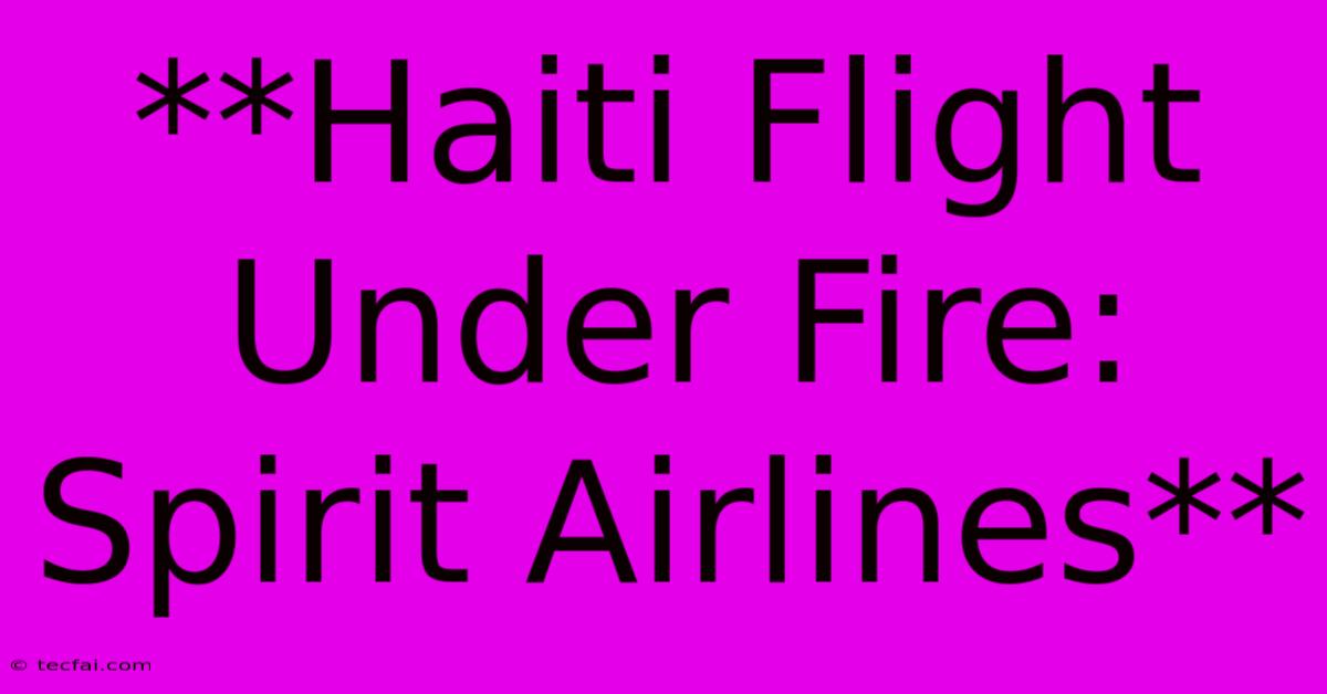 **Haiti Flight Under Fire: Spirit Airlines** 