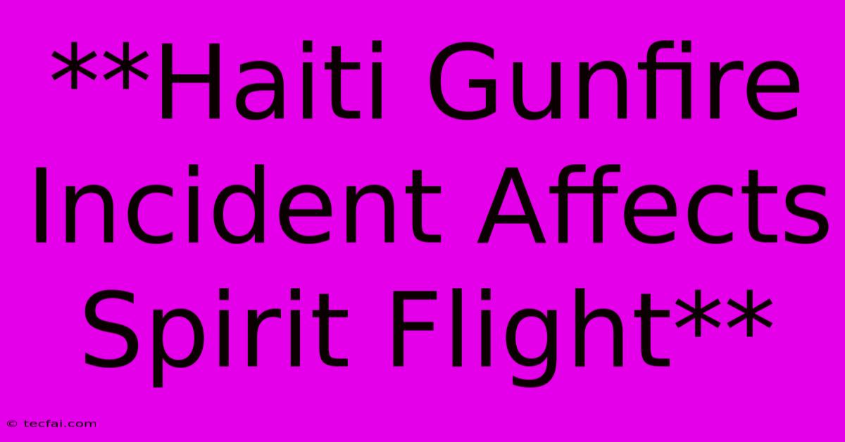 **Haiti Gunfire Incident Affects Spirit Flight** 