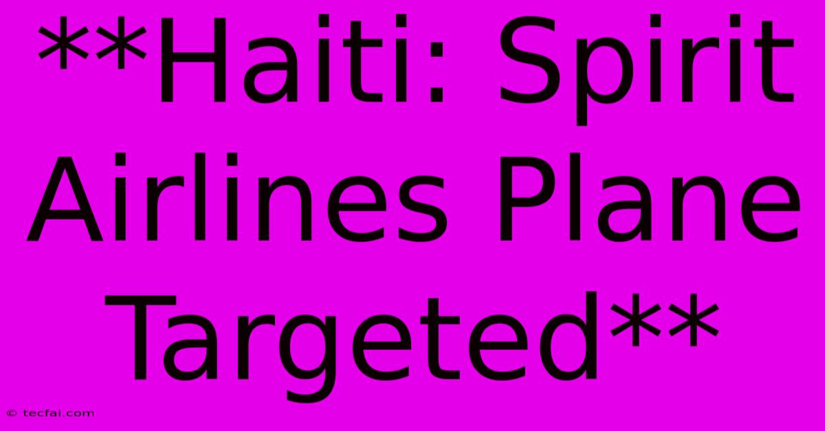 **Haiti: Spirit Airlines Plane Targeted**