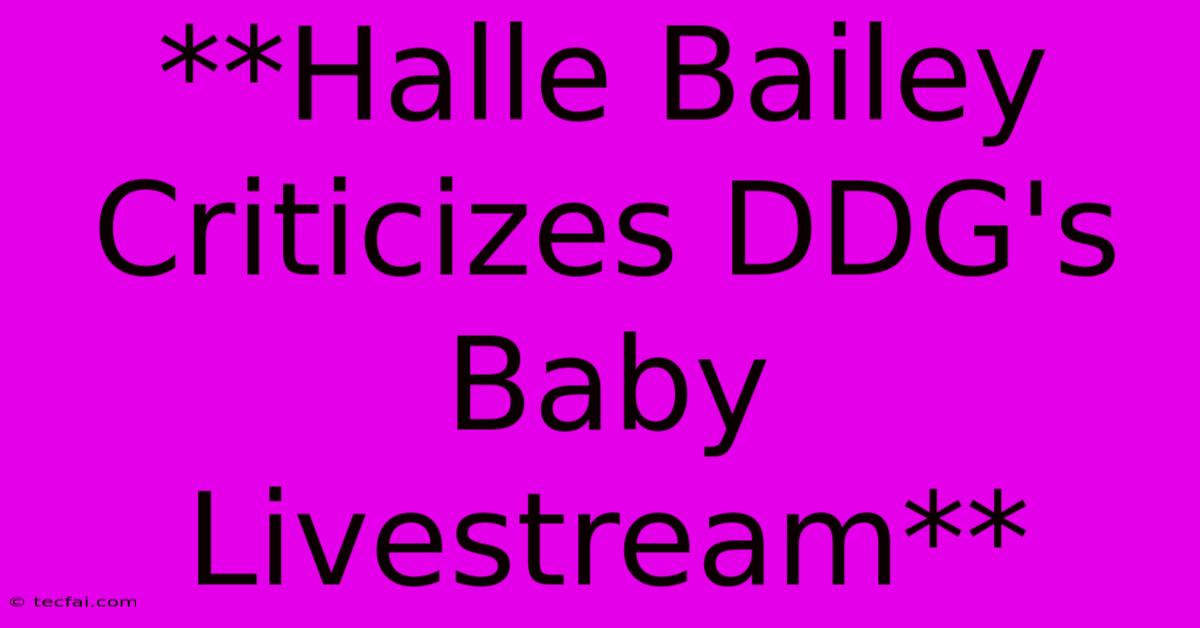 **Halle Bailey Criticizes DDG's Baby Livestream**