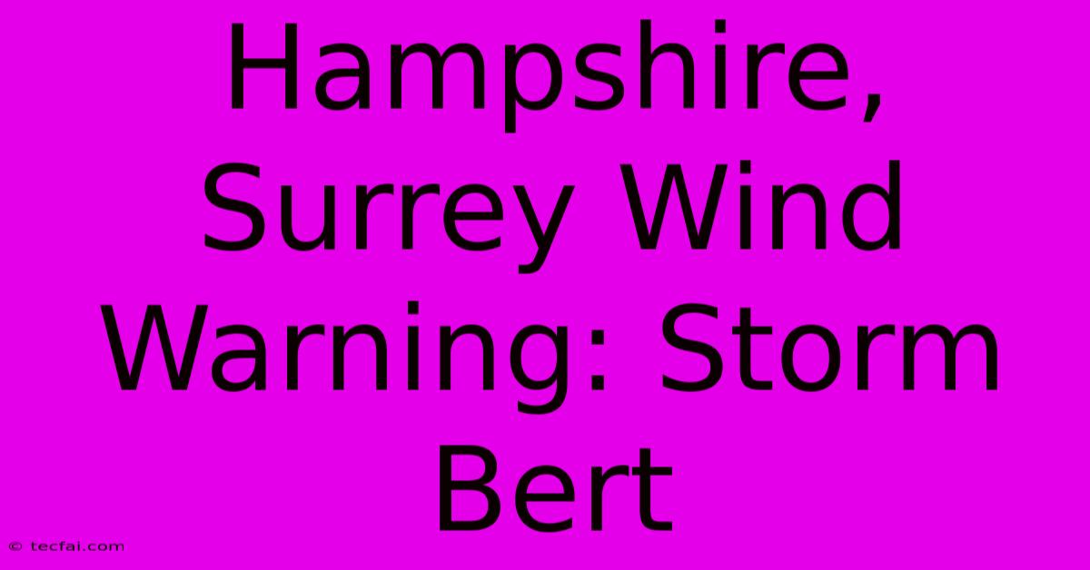 Hampshire, Surrey Wind Warning: Storm Bert