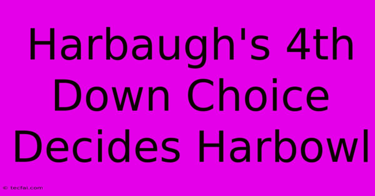 Harbaugh's 4th Down Choice Decides Harbowl