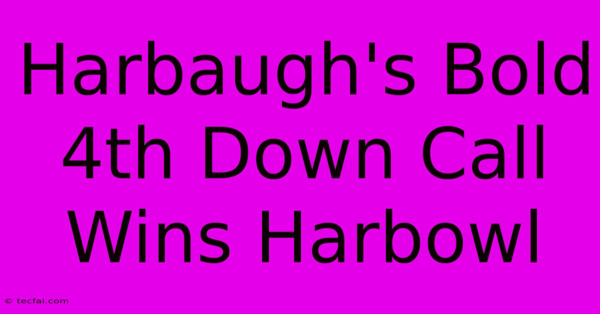 Harbaugh's Bold 4th Down Call Wins Harbowl