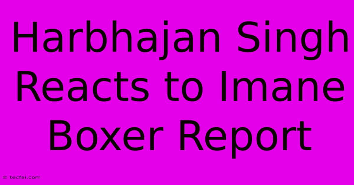 Harbhajan Singh Reacts To Imane Boxer Report