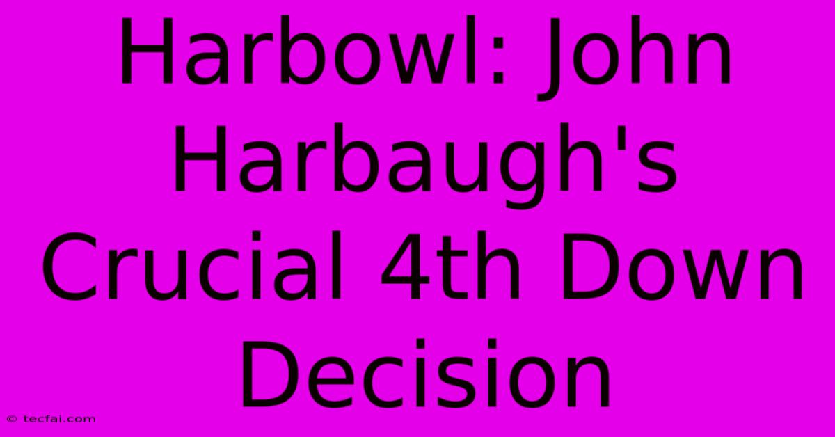 Harbowl: John Harbaugh's Crucial 4th Down Decision