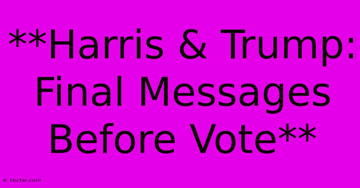 **Harris & Trump: Final Messages Before Vote** 