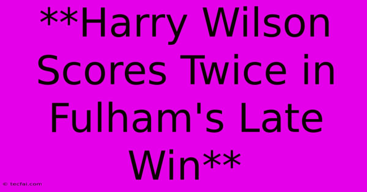 **Harry Wilson Scores Twice In Fulham's Late Win**