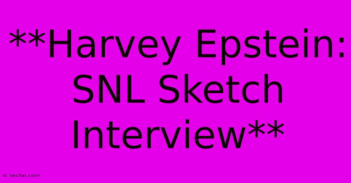 **Harvey Epstein: SNL Sketch Interview**