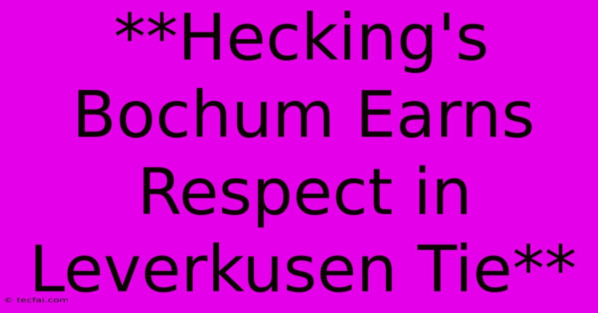 **Hecking's Bochum Earns Respect In Leverkusen Tie** 