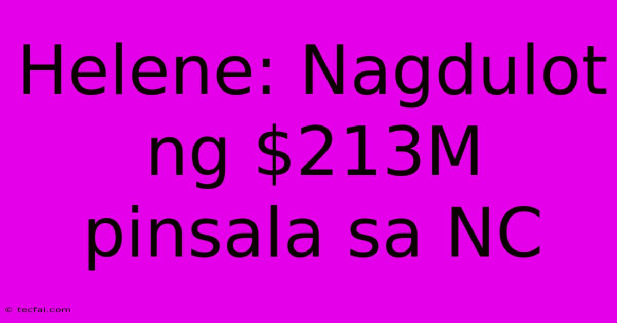 Helene: Nagdulot Ng $213M Pinsala Sa NC