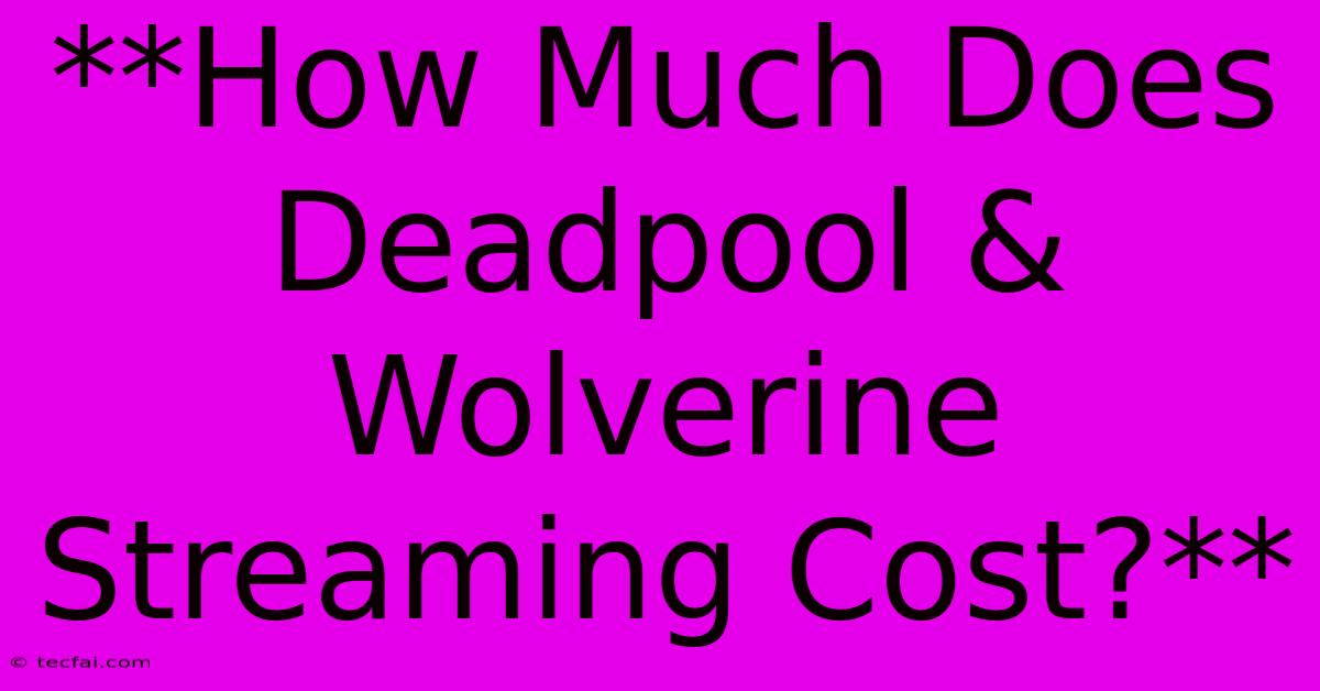 **How Much Does Deadpool & Wolverine Streaming Cost?**