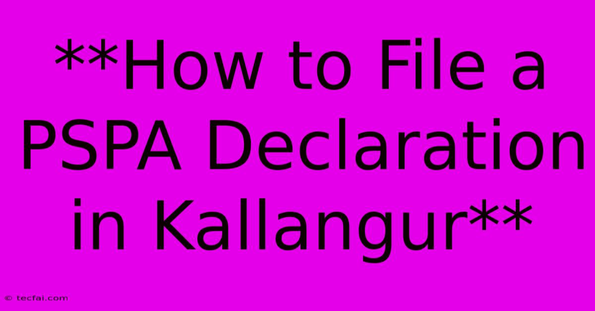 **How To File A PSPA Declaration In Kallangur**